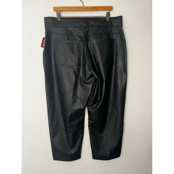 NEW SPANX Womens Slim Straight Pants Black Size 1X Petite Faux Leather - Picture 6 of 8